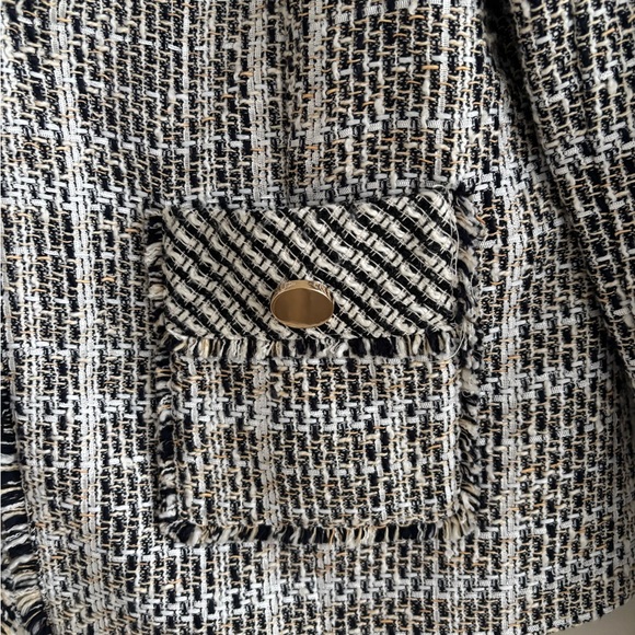 Chico's Black Tweed Fringe Blazer Jacket Women’s Size 8/10 (Chico’s Size 1) - Picture 6 of 15